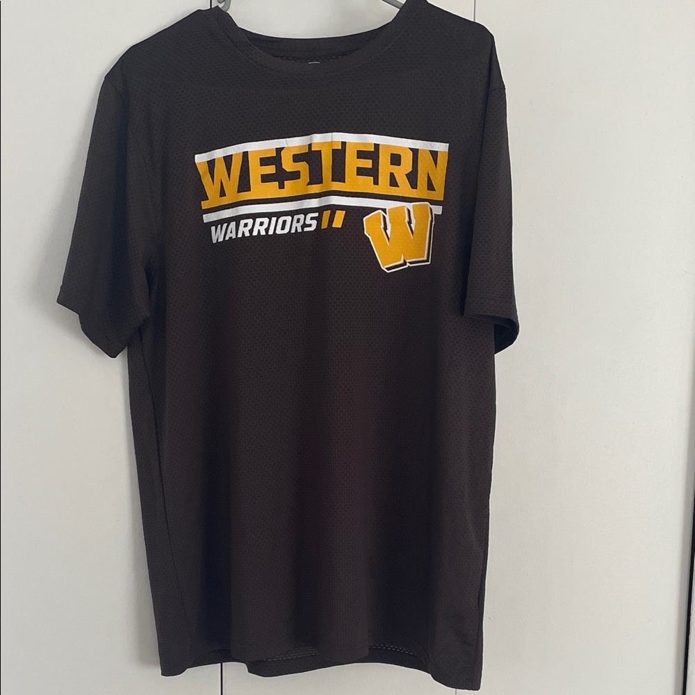 Western Warriors Women’s Large Brown Waffle Knit T-Shirt Soft Stretch Tee
